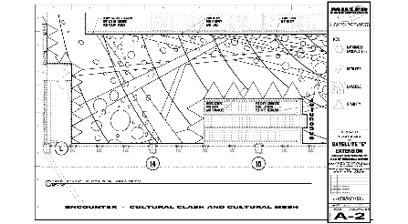 Detail view showing the symbolism for indigenous, intruder, stability and natural when indigenous encounter colonialists   Detail view showing stability and natural--architectural floor design--Overall view of the Universe when indigenous encounter colonialists.-Impending-Vortex