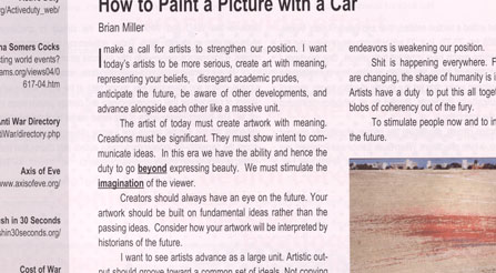 How-To-Paint-a-Picture-With-a-Car---war.art---armed-artists-of-america Animal New York Magazine interview with Scantographer Brian Miller Detail view showing the symbolism for indigenous, intruder, stability and natural when indigenous encounter colonialists   Detail view showing stability and natural--architectural floor design--Overall view of the Universe when indigenous encounter colonialists.-Impending-Vortex